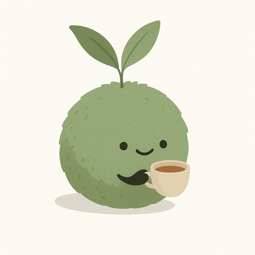 Mossball drinking coffee